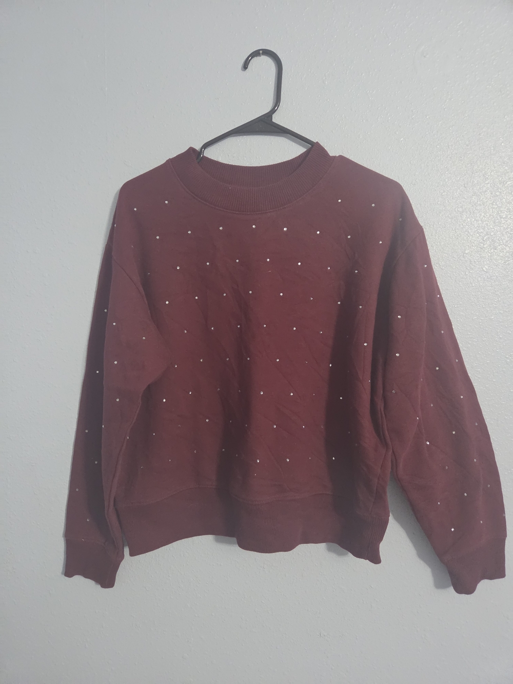 a new day Burgundy Crewneck Sweatshirt with Studded Detail